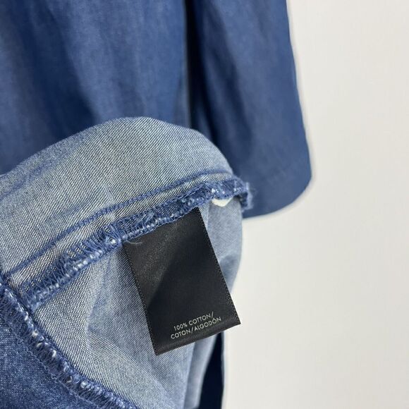 Ann Taylor Dress Size 6 Womens Blue Bell Sleeve Chambray Denim Shift Stretch - Picture 8 of 9